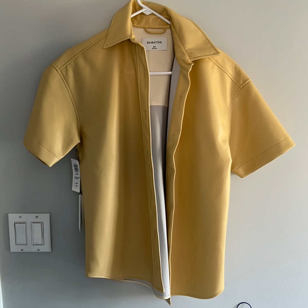 Brand New With Tags Vegan Leather Short Sleave Top